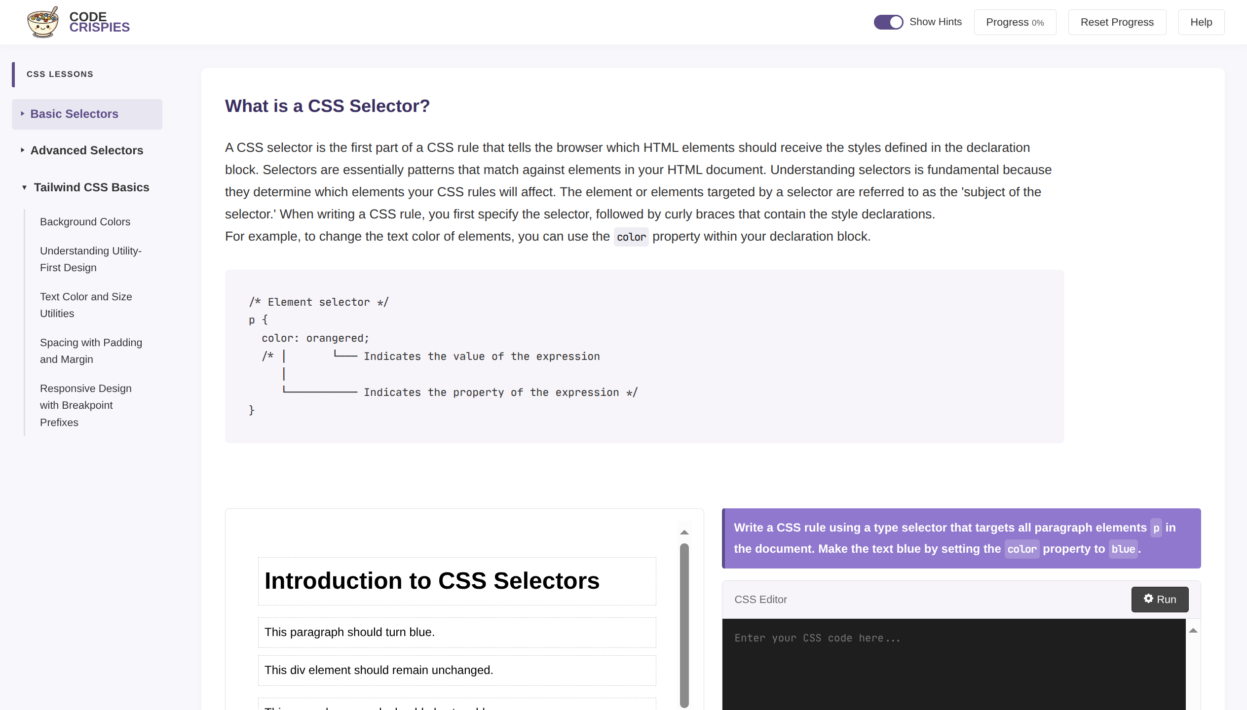 Screenshot der Landingpage der CODE CRISPIES Webanwendung